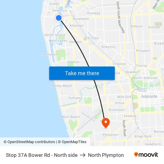 Stop 37A Bower Rd - North side to North Plympton map