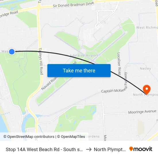 Stop 14A West Beach Rd - South side to North Plympton map