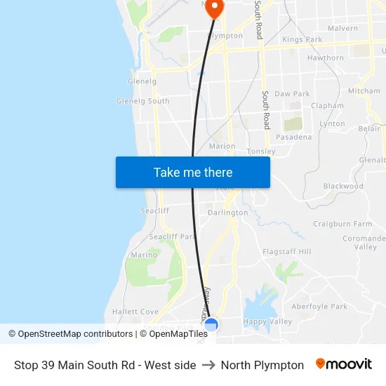 Stop 39 Main South Rd - West side to North Plympton map