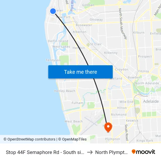 Stop 44F Semaphore Rd - South side to North Plympton map