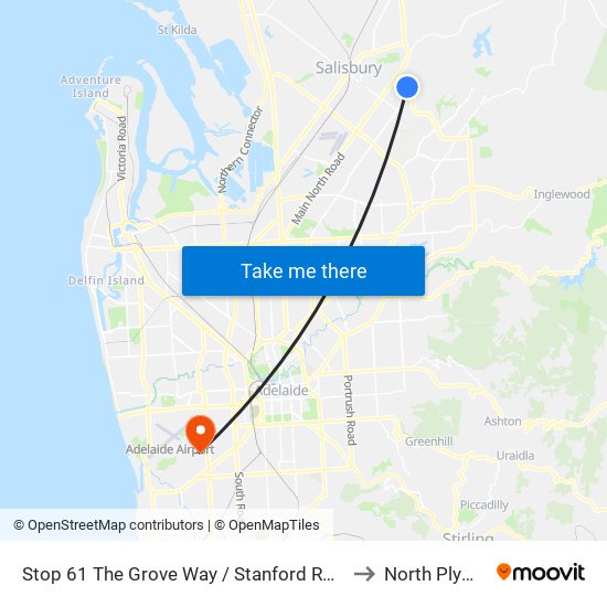 Stop 61 The Grove Way / Stanford Rd - North side to North Plympton map