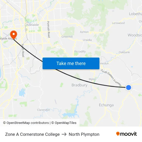 Zone A Cornerstone College to North Plympton map