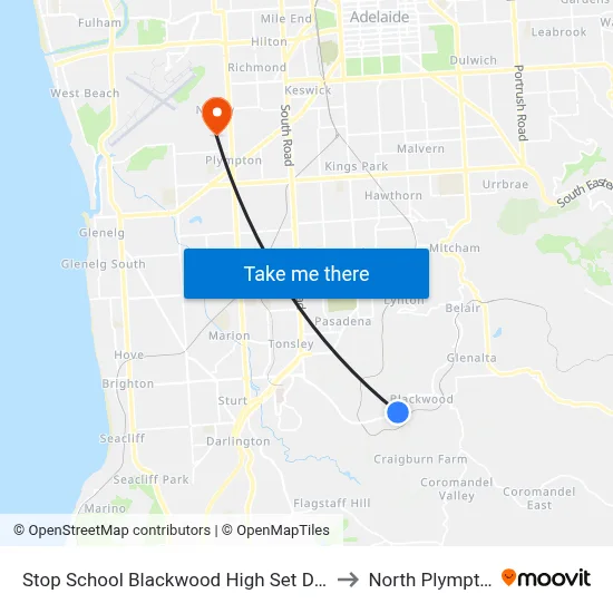 Stop School Blackwood High Set Down to North Plympton map