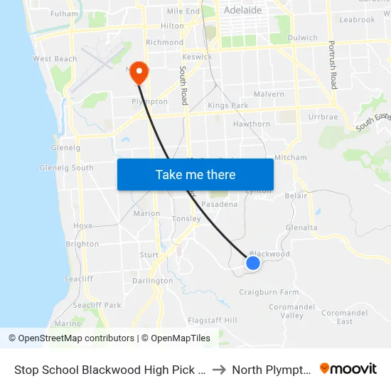 Stop School Blackwood High Pick Up to North Plympton map