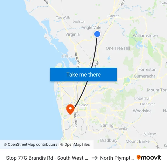 Stop 77G Brandis Rd - South West side to North Plympton map