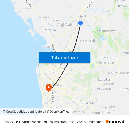 Stop 161 Main North Rd - West side to North Plympton map