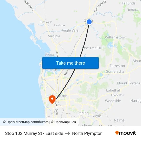 Stop 102 Murray St - East side to North Plympton map