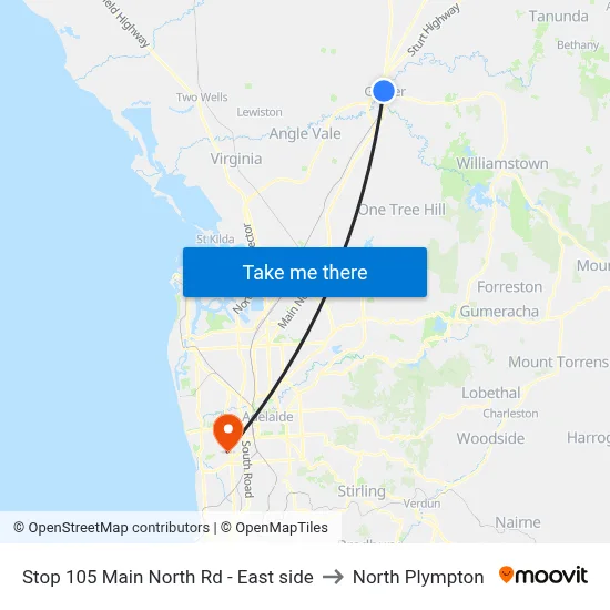Stop 105 Main North Rd - East side to North Plympton map