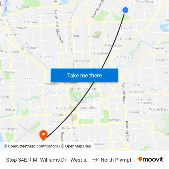 Stop 34E R.M. Williams Dr - West side to North Plympton map