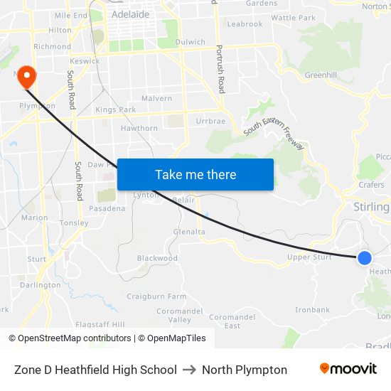 Zone D Heathfield High School to North Plympton map