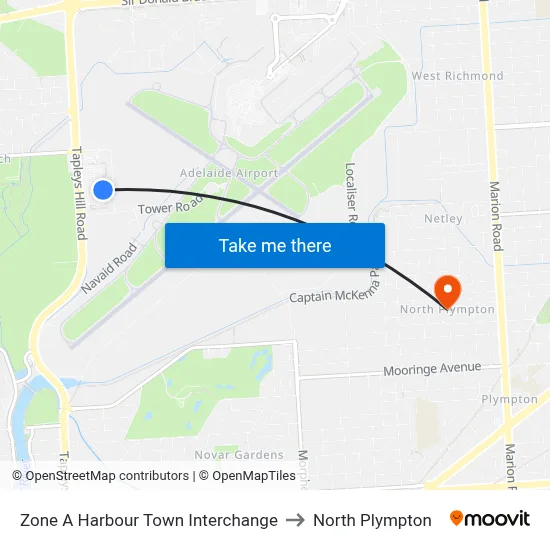 Zone A Harbour Town Interchange to North Plympton map