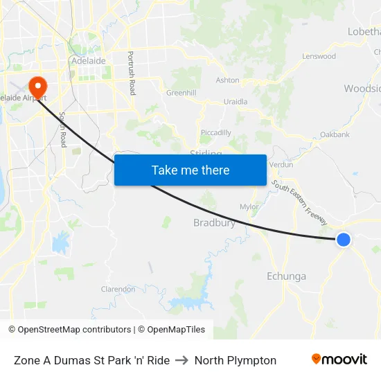Zone A Dumas St Park 'n' Ride to North Plympton map