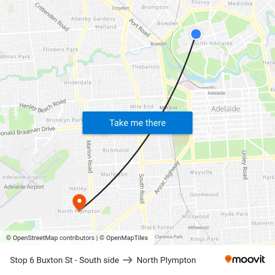 Stop 6 Buxton St - South side to North Plympton map
