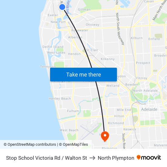 Stop School Victoria Rd / Walton St to North Plympton map