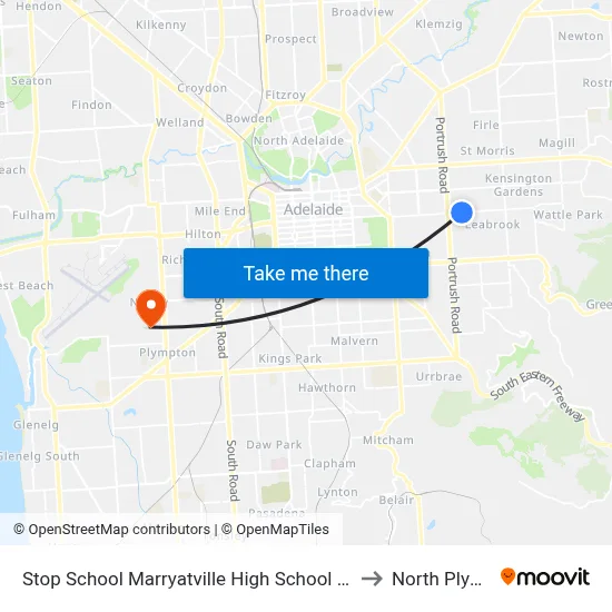 Stop School Marryatville High School Kensington Rd to North Plympton map