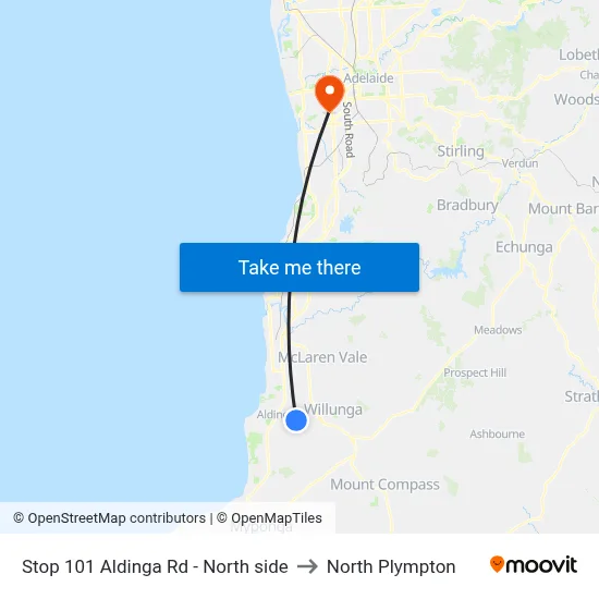 Stop 101 Aldinga Rd - North side to North Plympton map