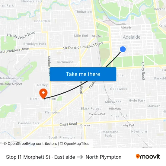 Stop I1 Morphett St - East side to North Plympton map