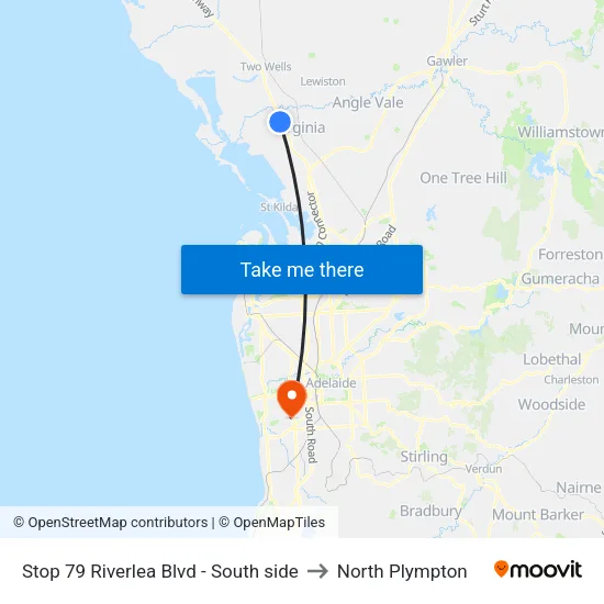 Stop 79 Riverlea Blvd - South side to North Plympton map