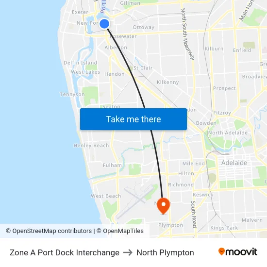 Zone A Port Dock Interchange to North Plympton map