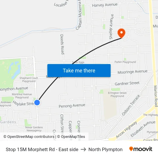 Stop 15M Morphett Rd - East side to North Plympton map