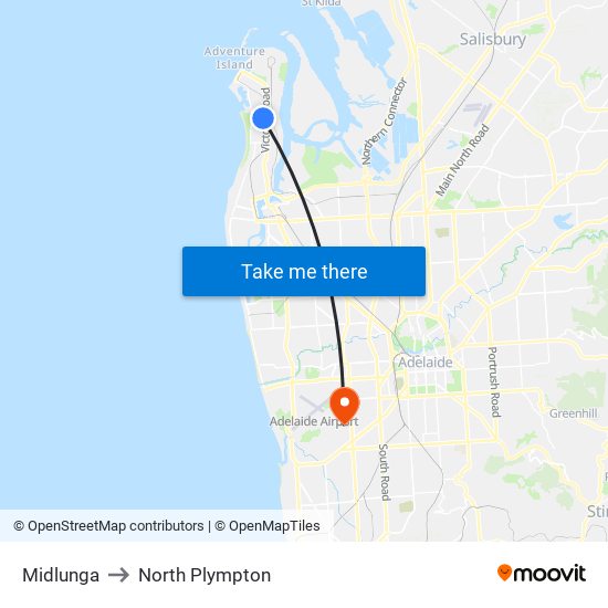 Midlunga to North Plympton map