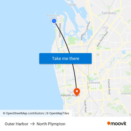 Outer Harbor to North Plympton map