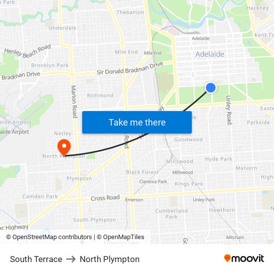 South Terrace to North Plympton map