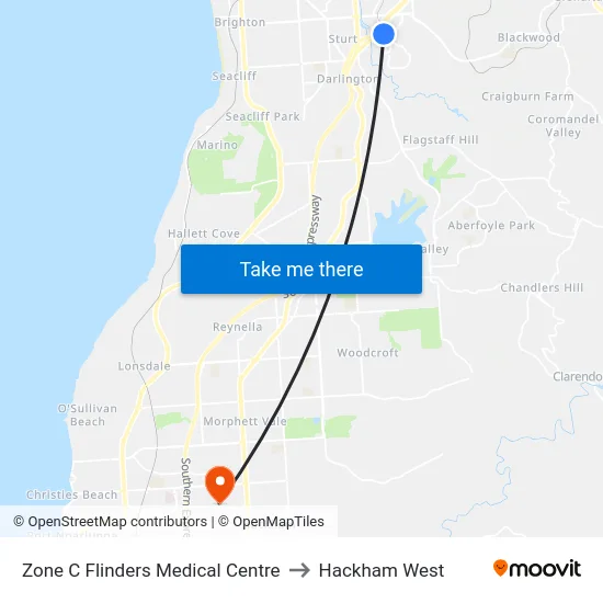 Zone C Flinders Medical Centre to Hackham West map