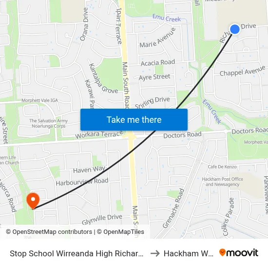 Stop School Wirreanda High Richards Dr to Hackham West map