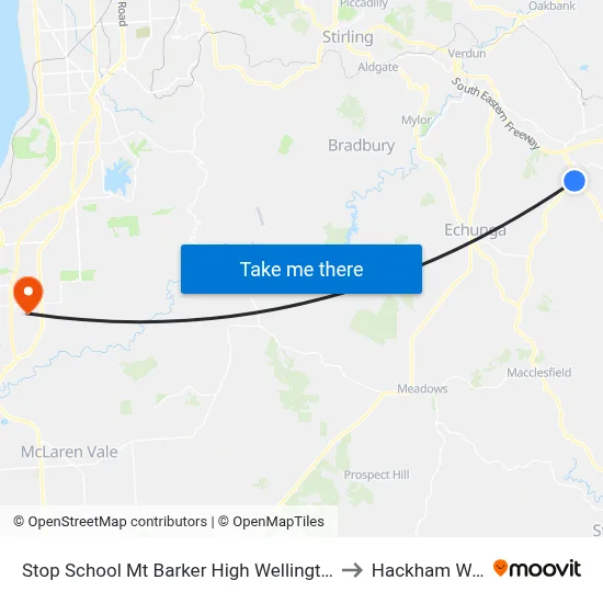 Stop School Mt Barker High Wellington Rd to Hackham West map