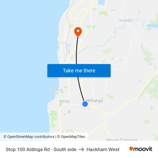 Stop 100 Aldinga Rd - South side to Hackham West map