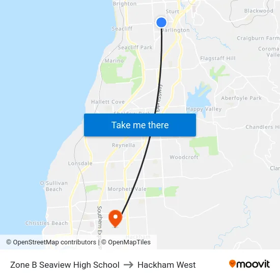 Zone B Seaview High School to Hackham West map