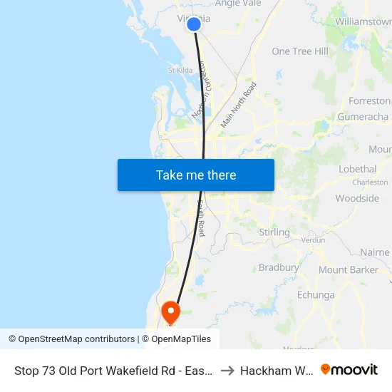 Stop 73 Old Port Wakefield Rd - East side to Hackham West map