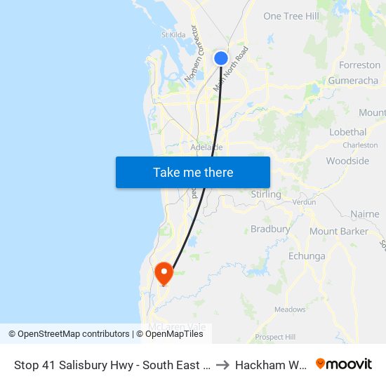 Stop 41 Salisbury Hwy - South East side to Hackham West map