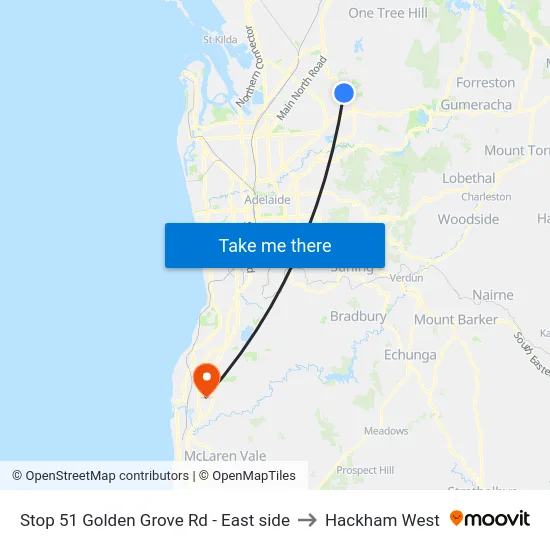 Stop 51 Golden Grove Rd - East side to Hackham West map