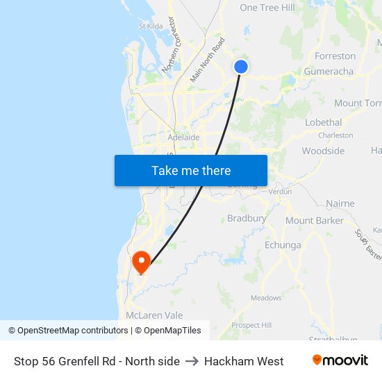 Stop 56 Grenfell Rd - North side to Hackham West map