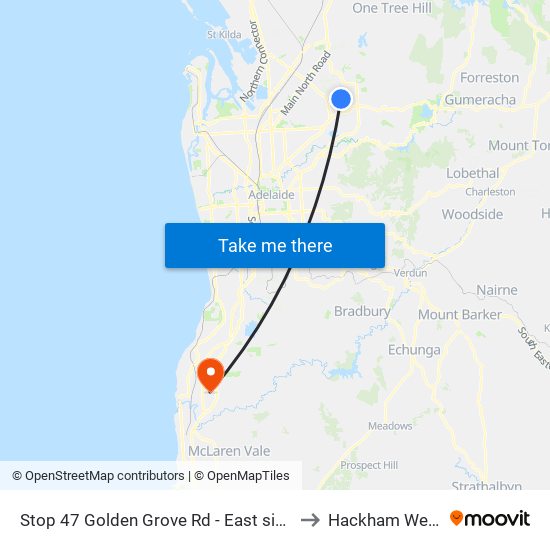 Stop 47 Golden Grove Rd - East side to Hackham West map