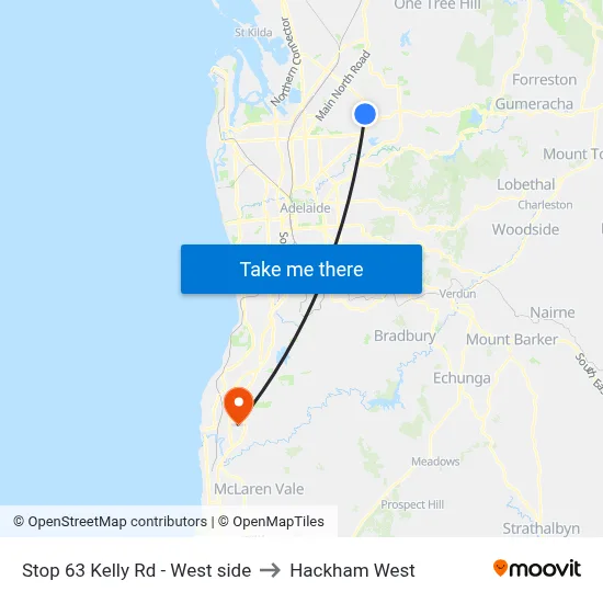 Stop 63 Kelly Rd - West side to Hackham West map