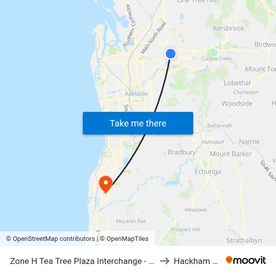 Zone H Tea Tree Plaza Interchange - West side to Hackham West map