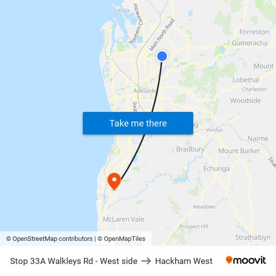 Stop 33A Walkleys Rd - West side to Hackham West map