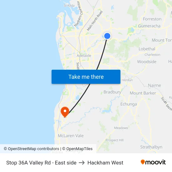 Stop 36A Valley Rd - East side to Hackham West map