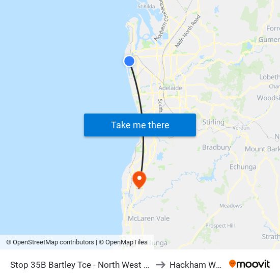 Stop 35B Bartley Tce - North West side to Hackham West map