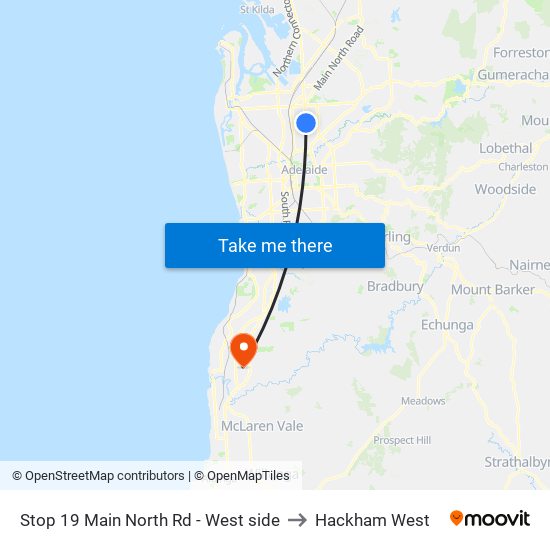 Stop 19 Main North Rd - West side to Hackham West map