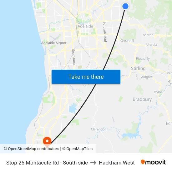 Stop 25 Montacute Rd - South side to Hackham West map