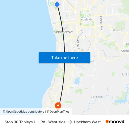 Stop 30 Tapleys Hill Rd - West side to Hackham West map