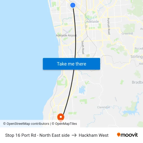 Stop 16 Port Rd - North East side to Hackham West map