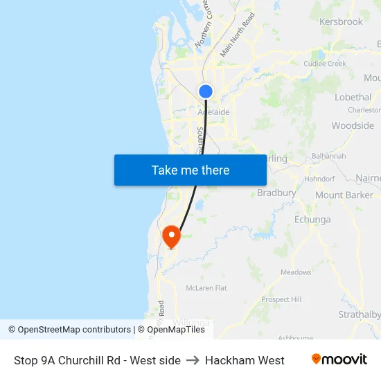 Stop 9A Churchill Rd - West side to Hackham West map