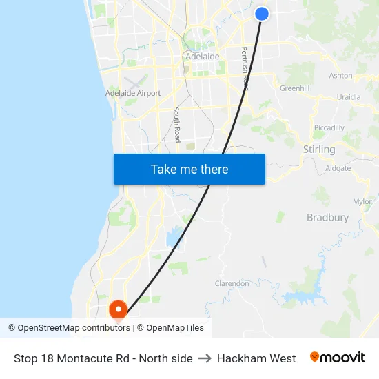Stop 18 Montacute Rd - North side to Hackham West map