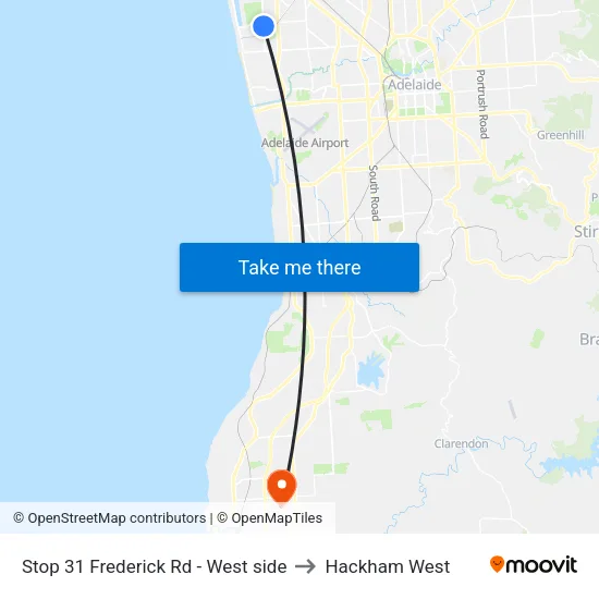 Stop 31 Frederick Rd - West side to Hackham West map