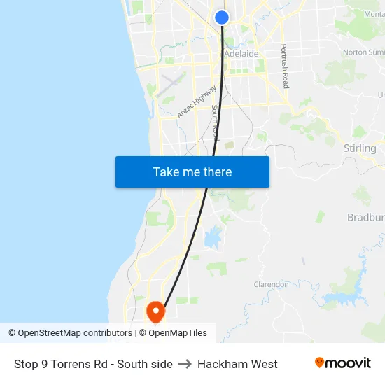 Stop 9 Torrens Rd - South side to Hackham West map